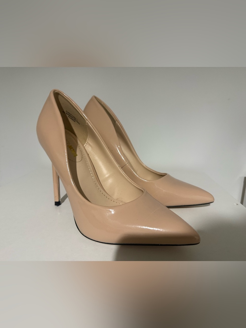 Fashion Nova Nude Patent Pointed Toe Stiletto Pumps